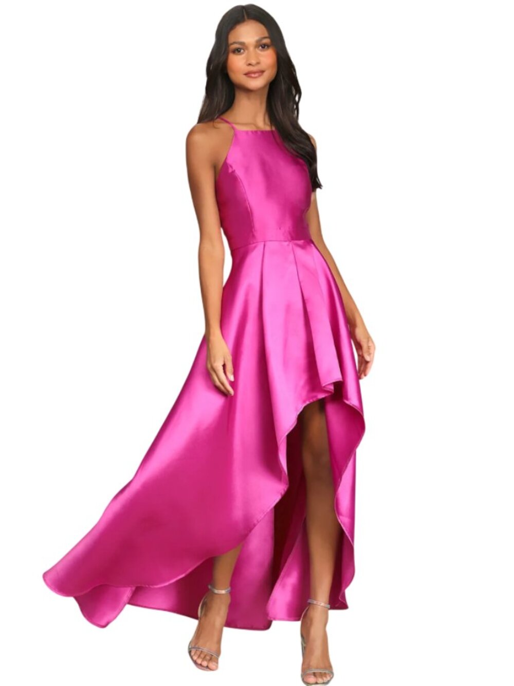 Lulus Broadway Show Magenta High-Low Gown Evening Dress Women's Size M Formal